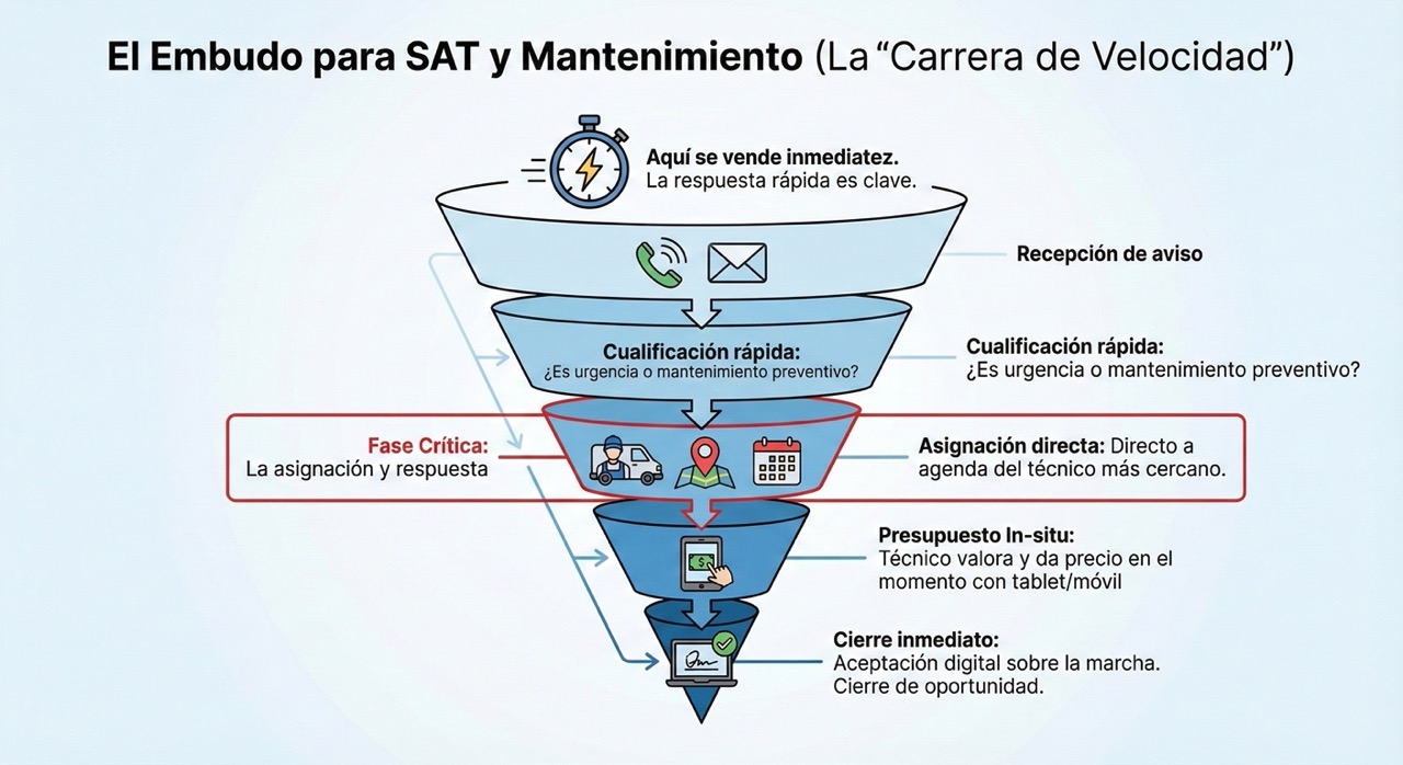 Embudo de ventas para servicios SAT y Mantenimiento