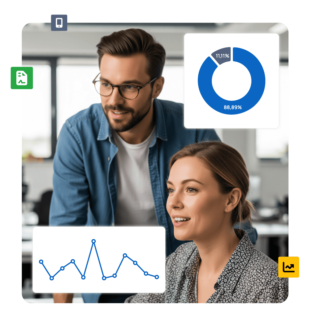 Personas valorando un software para empresas de servicios todo en uno
