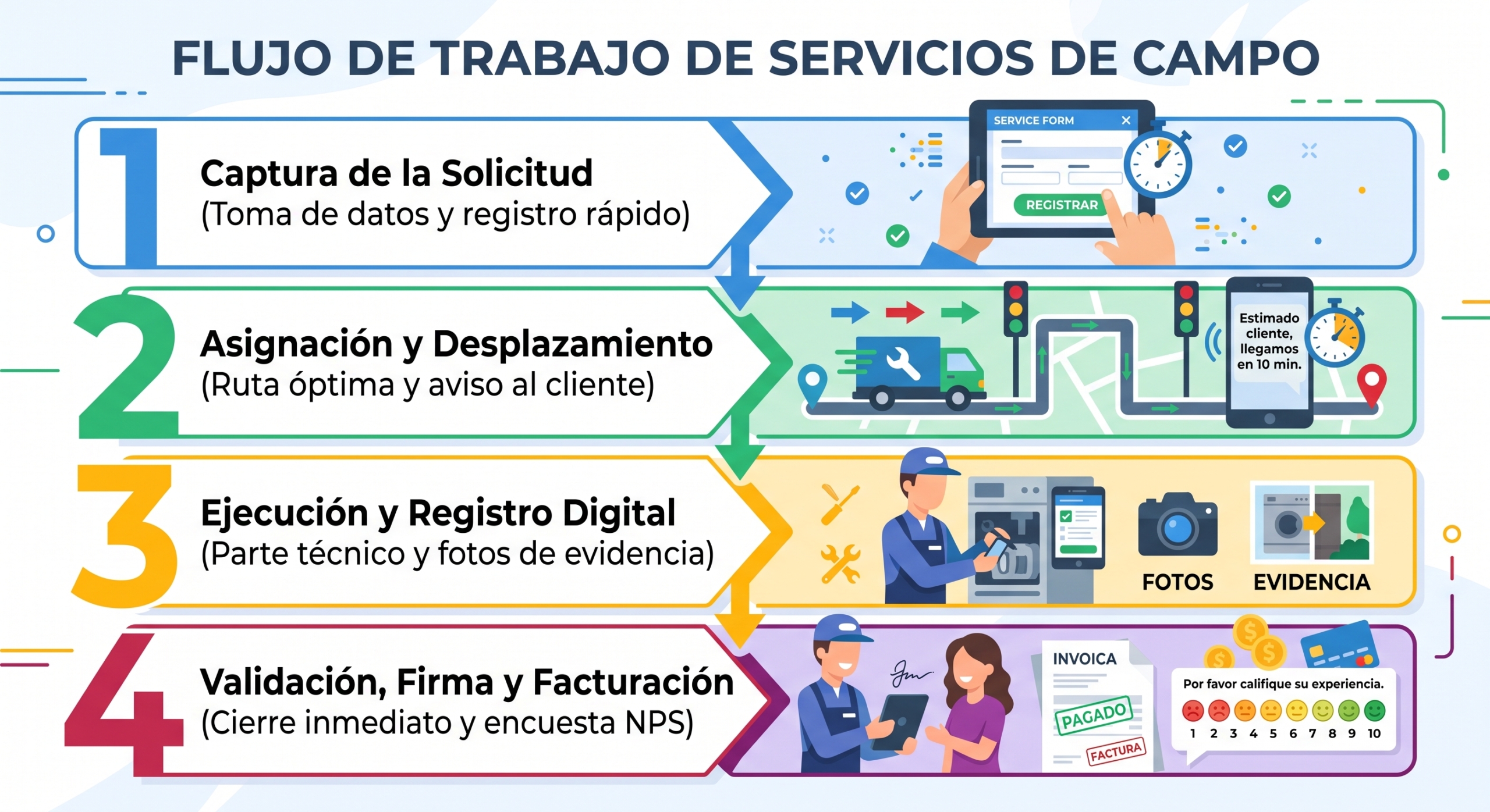 flujo de trabajo de servicios de campo